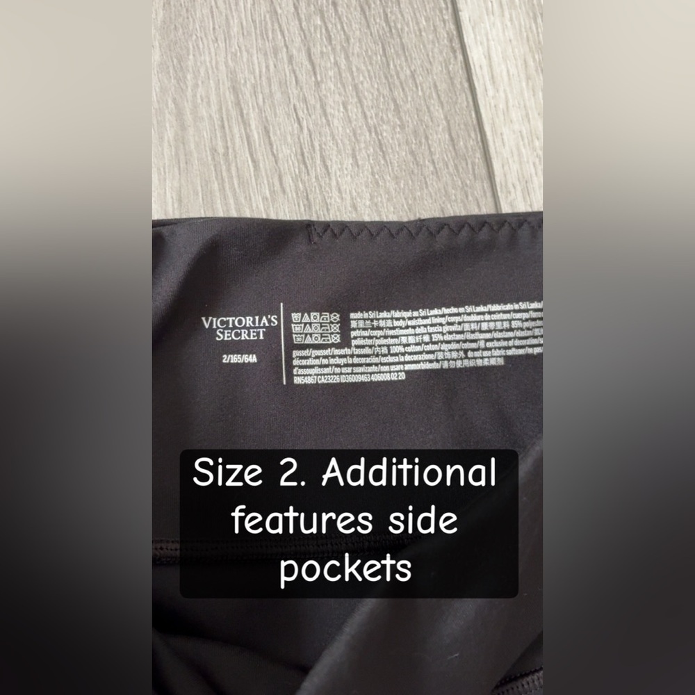 Victorias Secret Size 2 Small Black Athletic Leggings Side Pockets Full Length - Picture 7 of 7